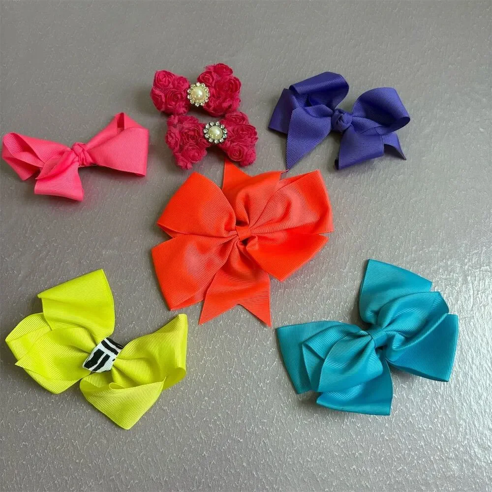 Vibrant‎ Multicolor Grosgrain Ribbon Hair Bows Set for Teens